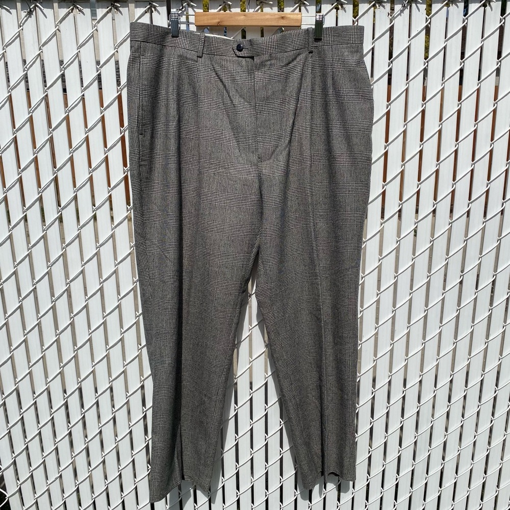 Men’s Plaid Wool Cashmere Blend Dress Pants
